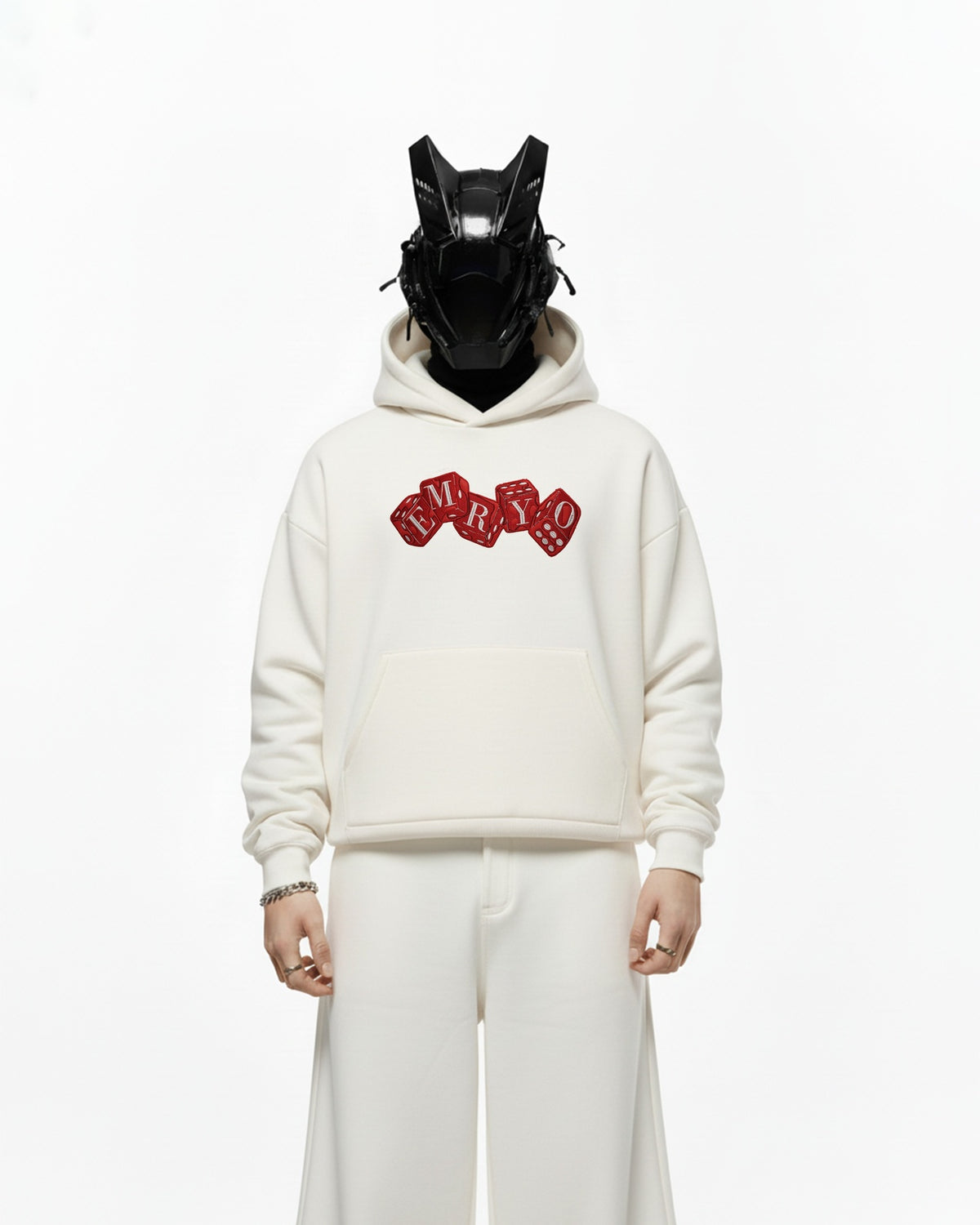 EMRYO DICE APPLIQUE EMBROIDERED HOODIE