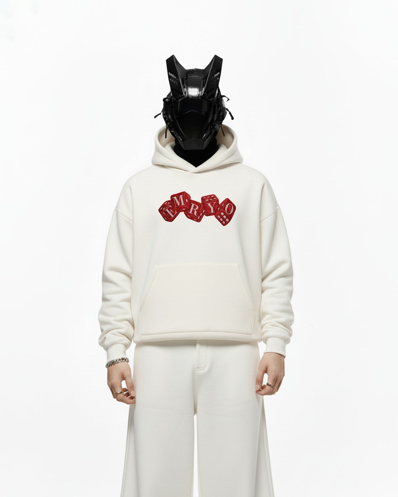 EMRYO DICE APPLIQUE EMBROIDERED HOODIE