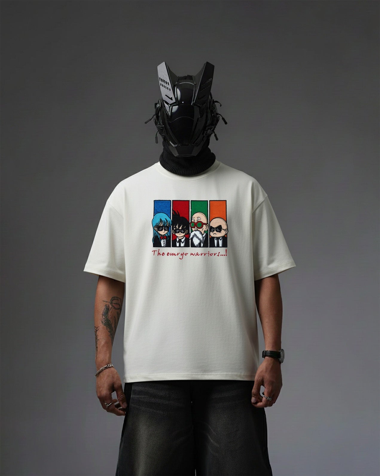 EMRYO WARRIORS EMBROIDERY OVER-SIZED T SHIRT