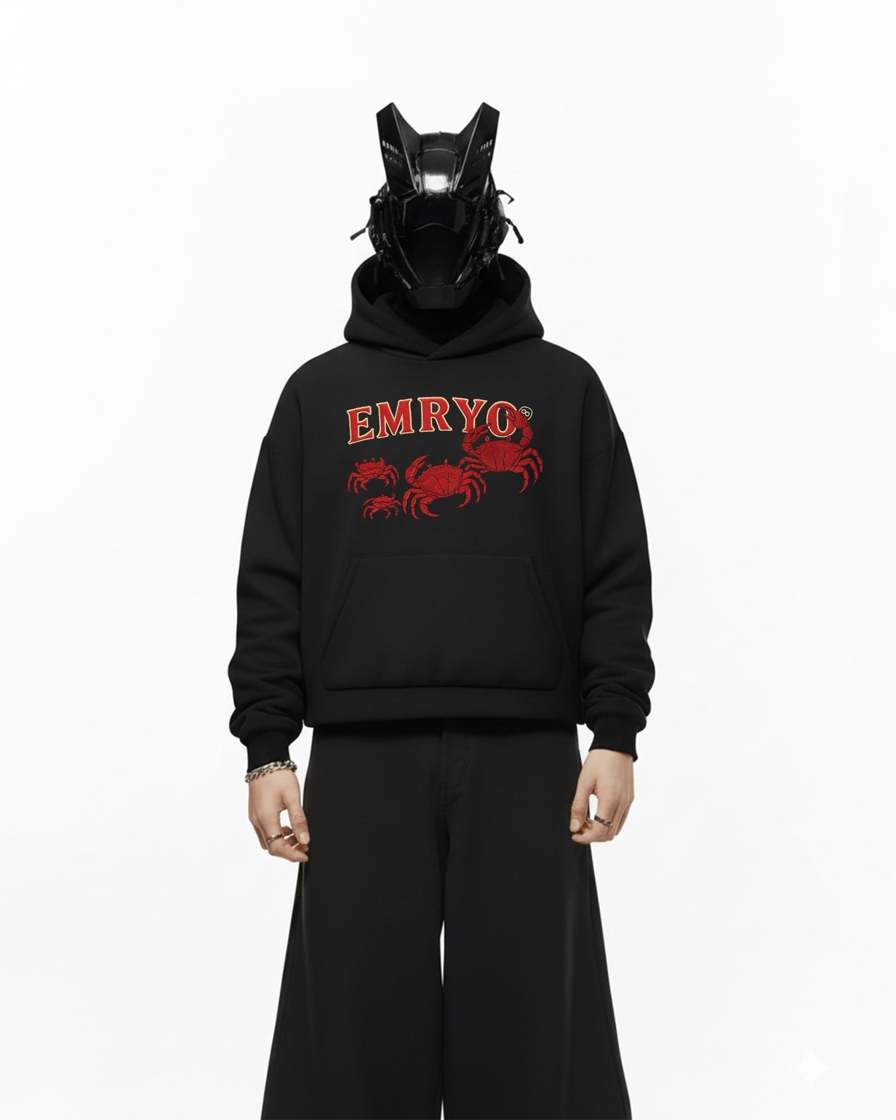CRAB EMBROIDERED OVERSIZED HOODIE