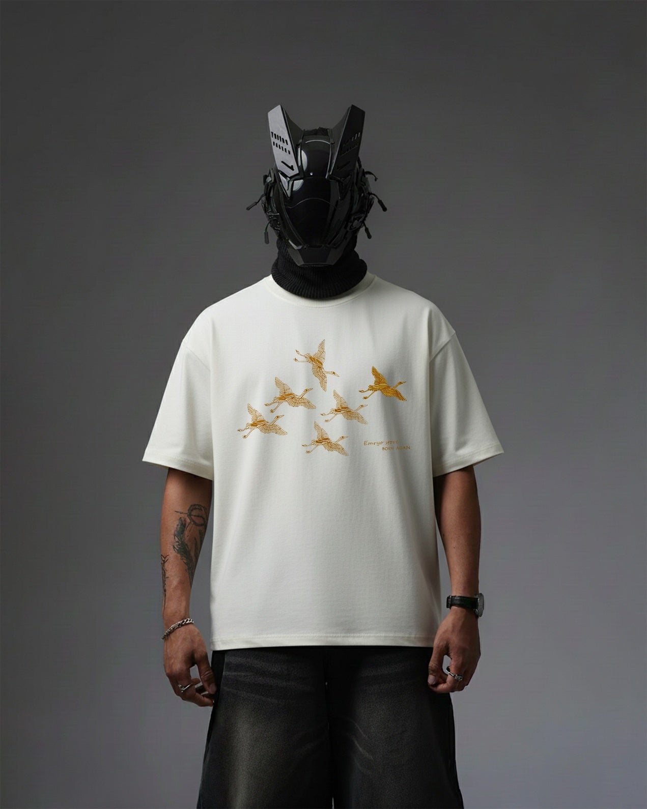 FLYING BIRD EMBROIDERY OVER-SIZED T SHIRT