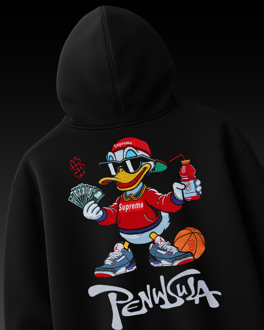 PENINSULA DUCK EMBROIDERED OVER-SIZED HOODIE