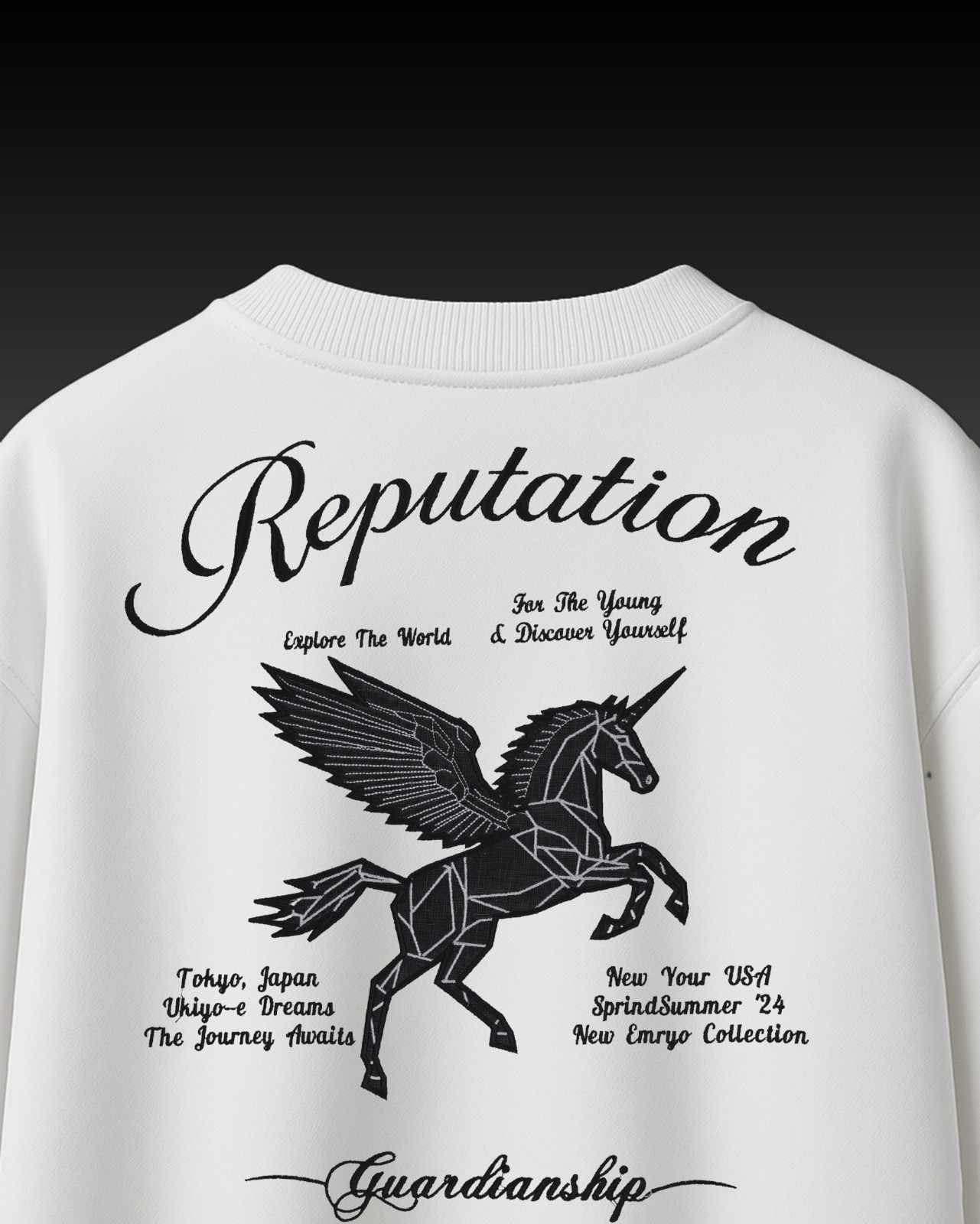 Reputation Unicorn Leather Embroidery Over-Sized T Shirt