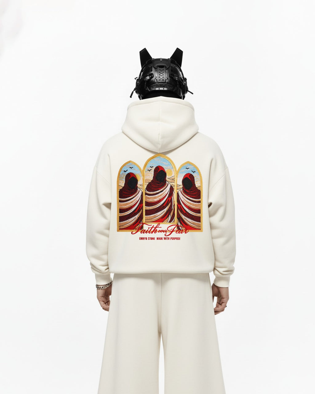 Faith over Fear Embroidery Oversized Hoodie
