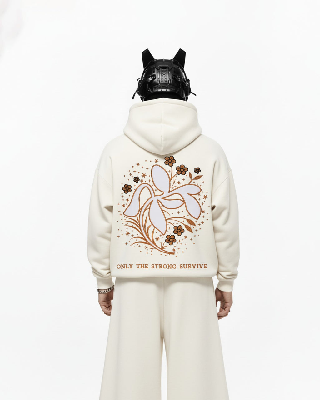 Leaves Applique Embroidery Oversized Hoodie