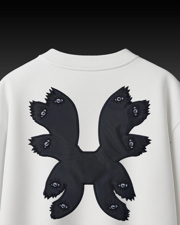 Devil Eye Appliqué with Embroidery Oversized T-Shirt