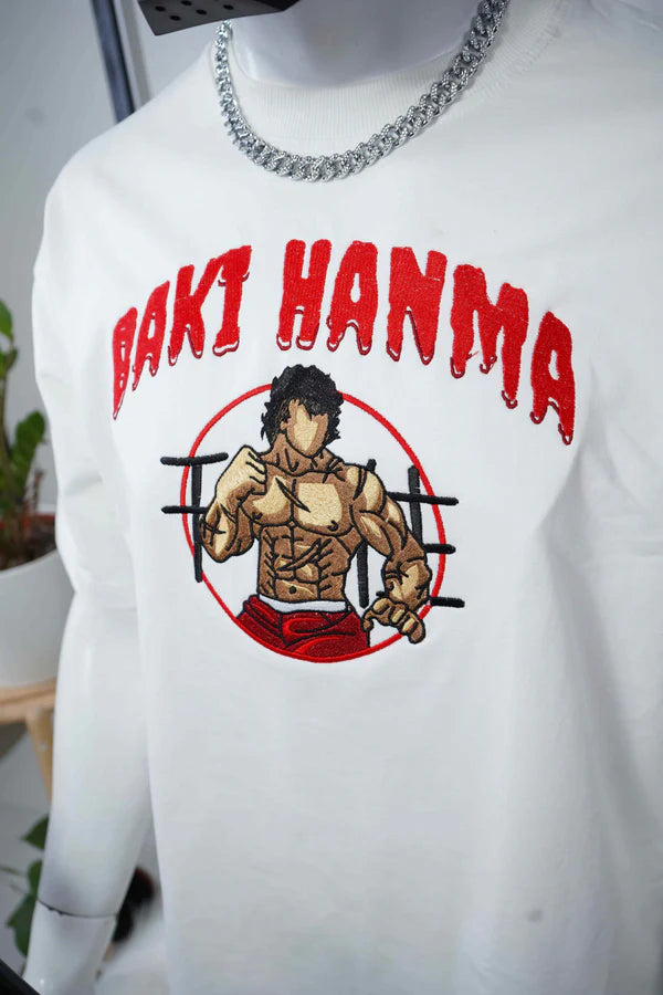 BAKI HANMA EMBROIDERY OVER-SIZED T SHIRT