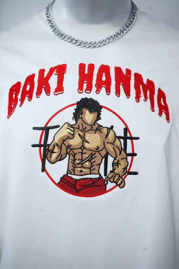 BAKI HANMA EMBROIDERY OVER-SIZED T SHIRT