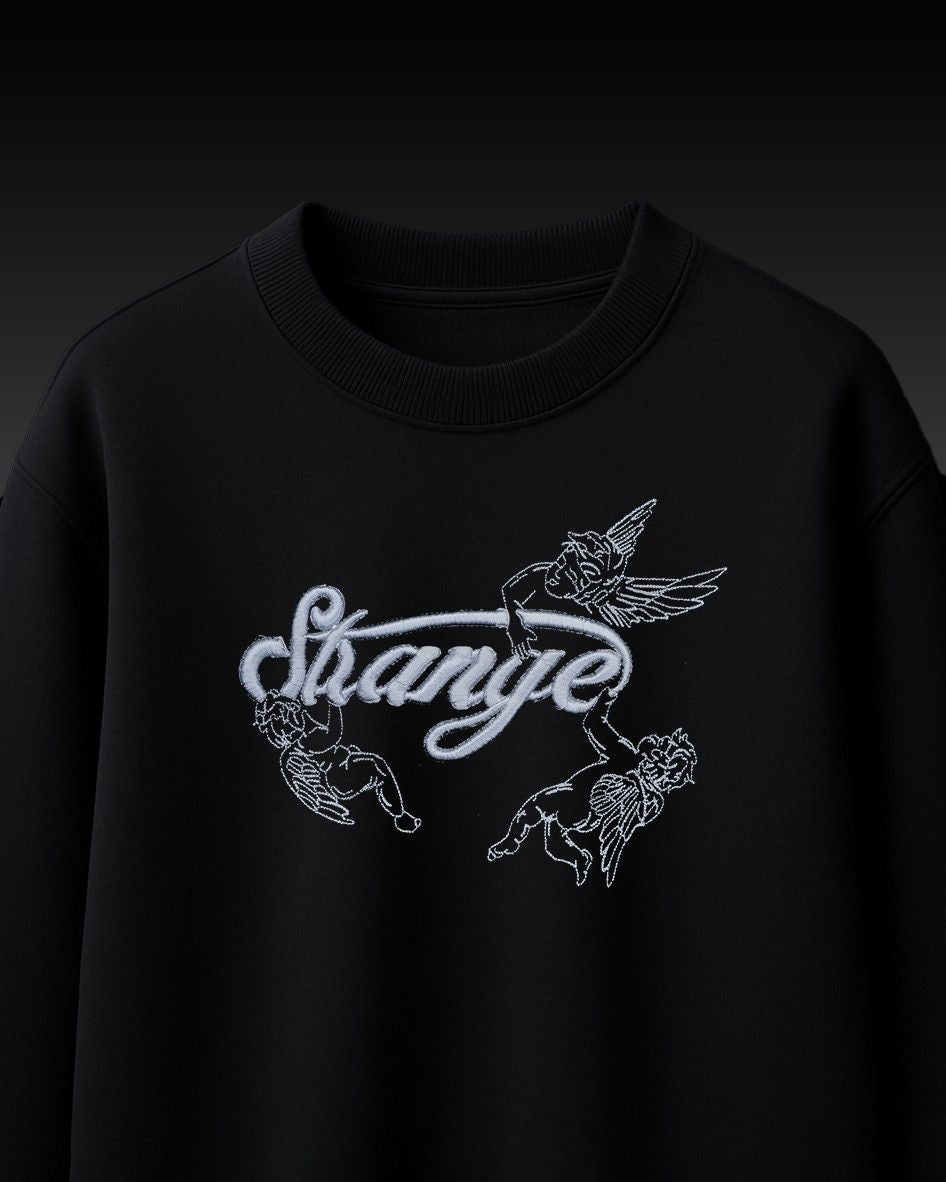 Strange Angels Embroidery Over-Sized T Shirt