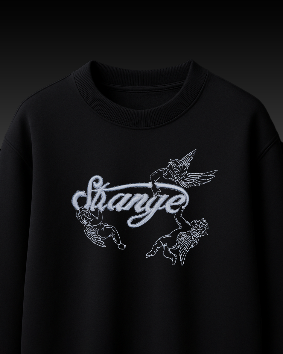 STRANGE ANGELS EMBROIDERY OVER-SIZED T SHIRT