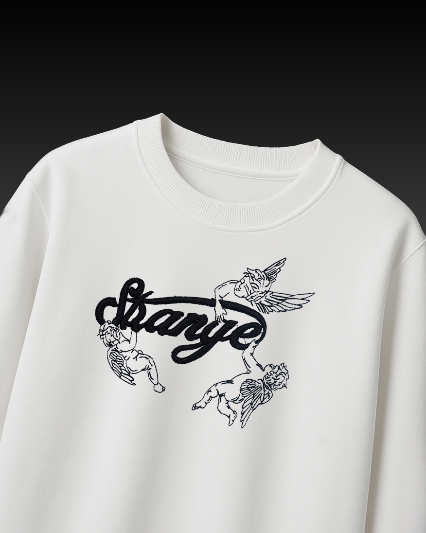 STRANGE ANGELS EMBROIDERY OVER-SIZED T SHIRT