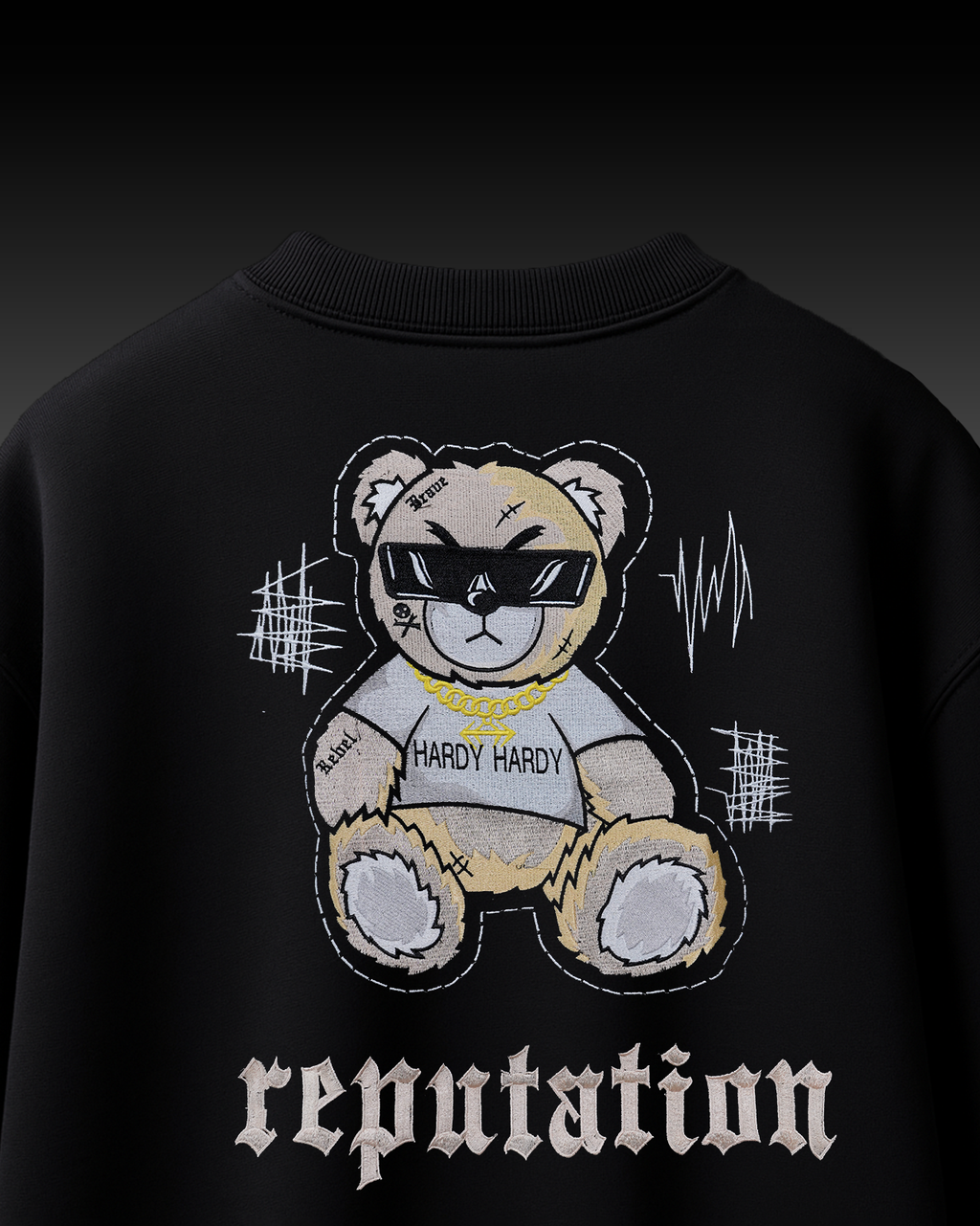 REPUTATION BEAR EMBROIDERY OVER-SIZED T SHIRT