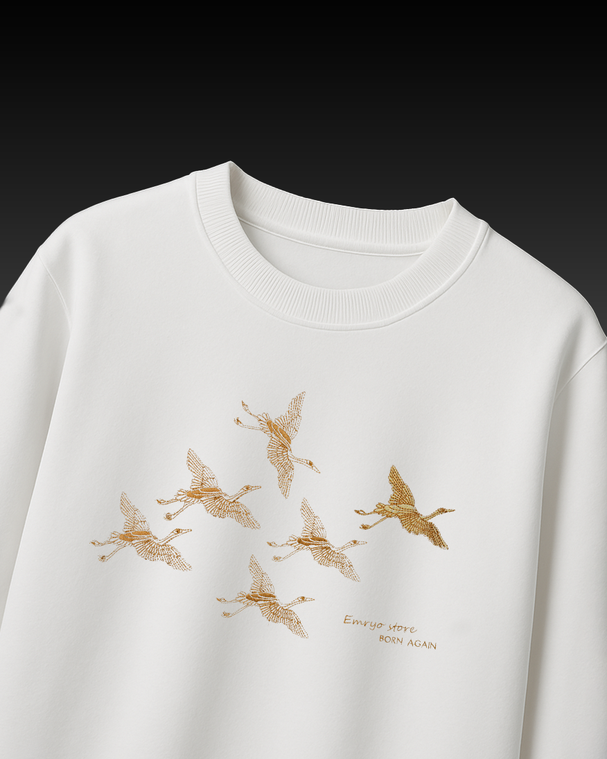 FLYING BIRD EMBROIDERY OVER-SIZED T SHIRT