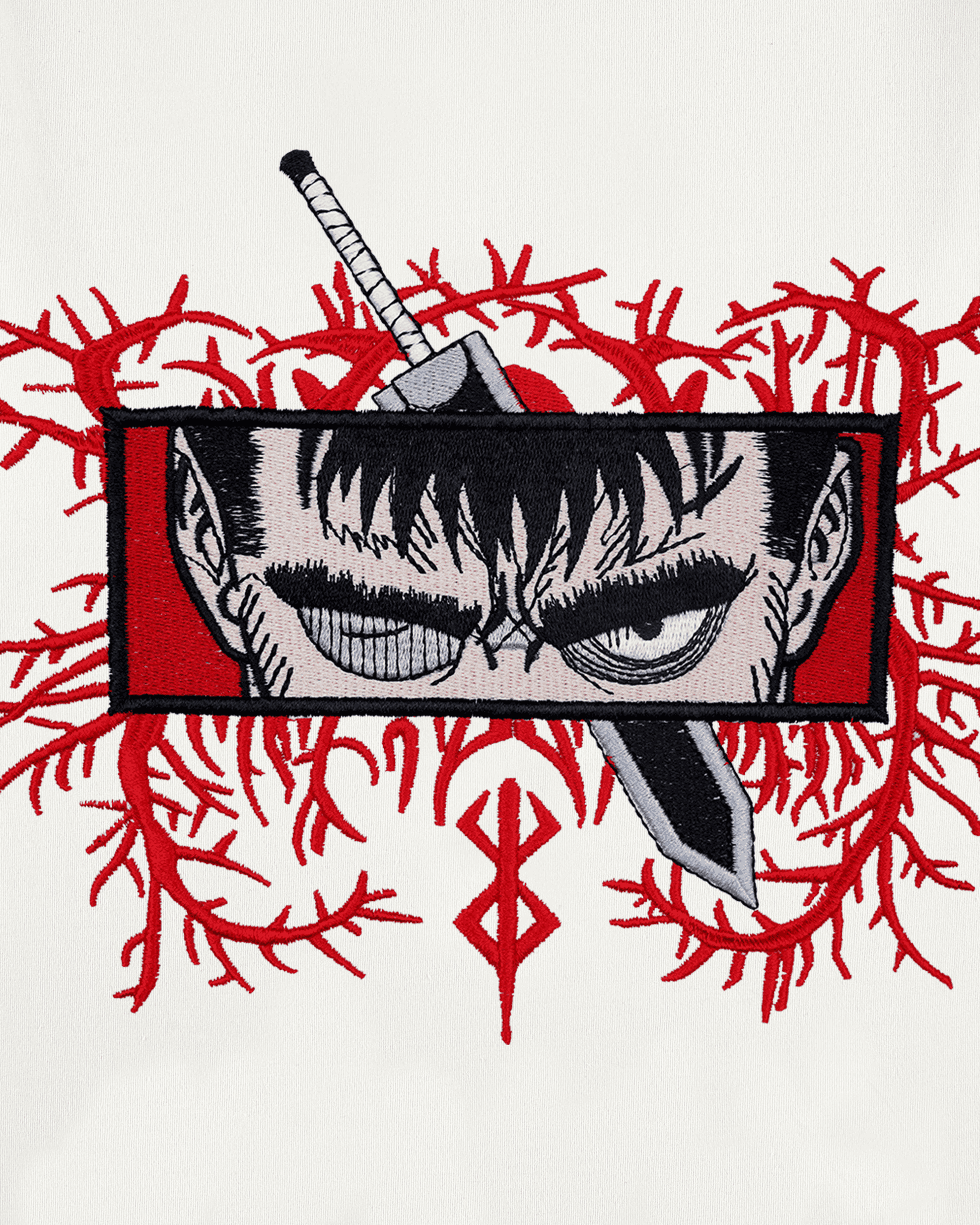 BERSERK RED VEINS EMBROIDERY OVER-SIZED T SHIRT