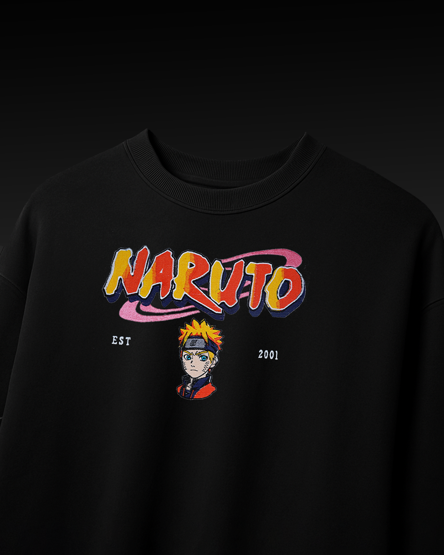 NARUTO EMBROIDERY OVER-SIZED T SHIRT