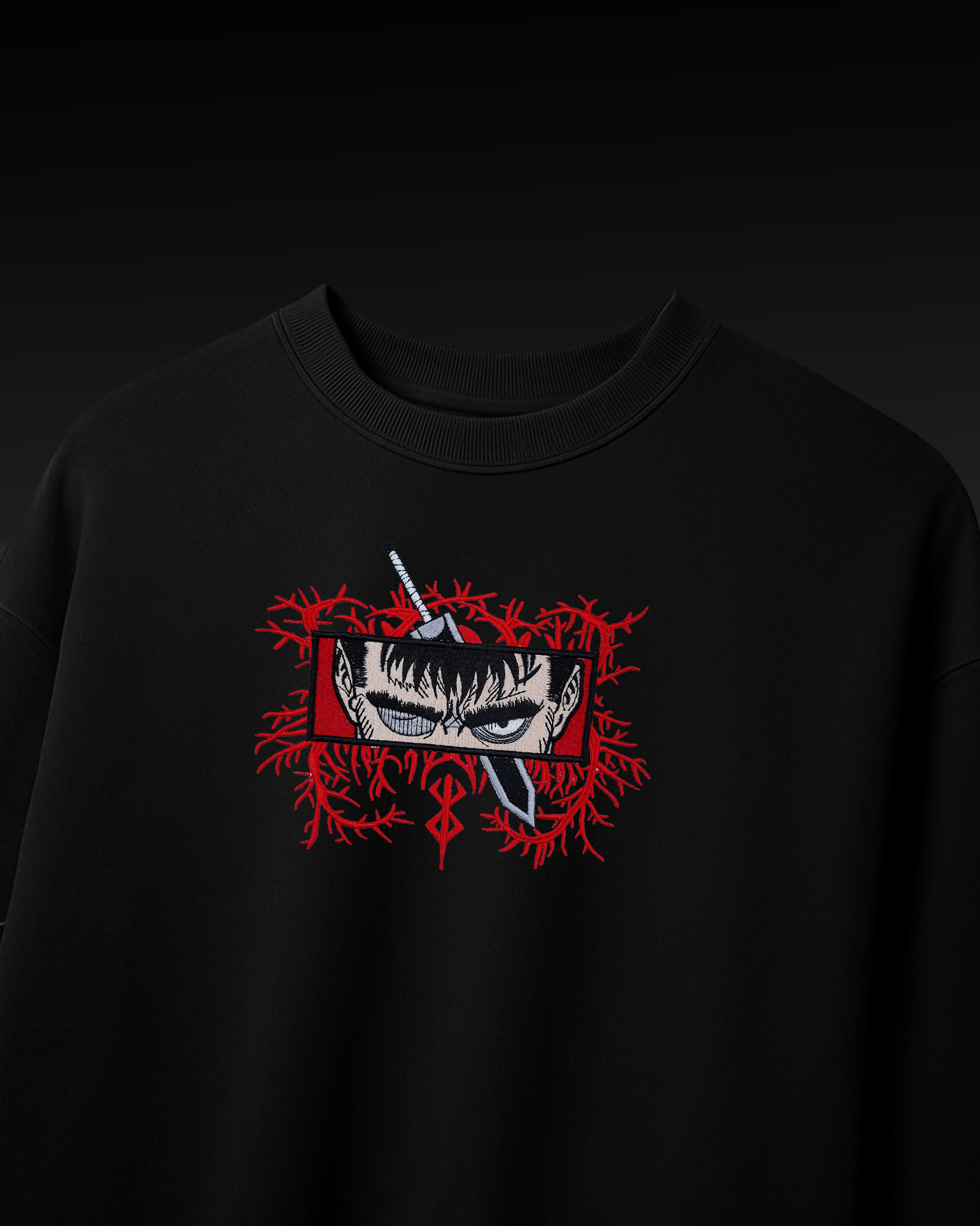BERSERK RED VEINS EMBROIDERY OVER-SIZED T SHIRT
