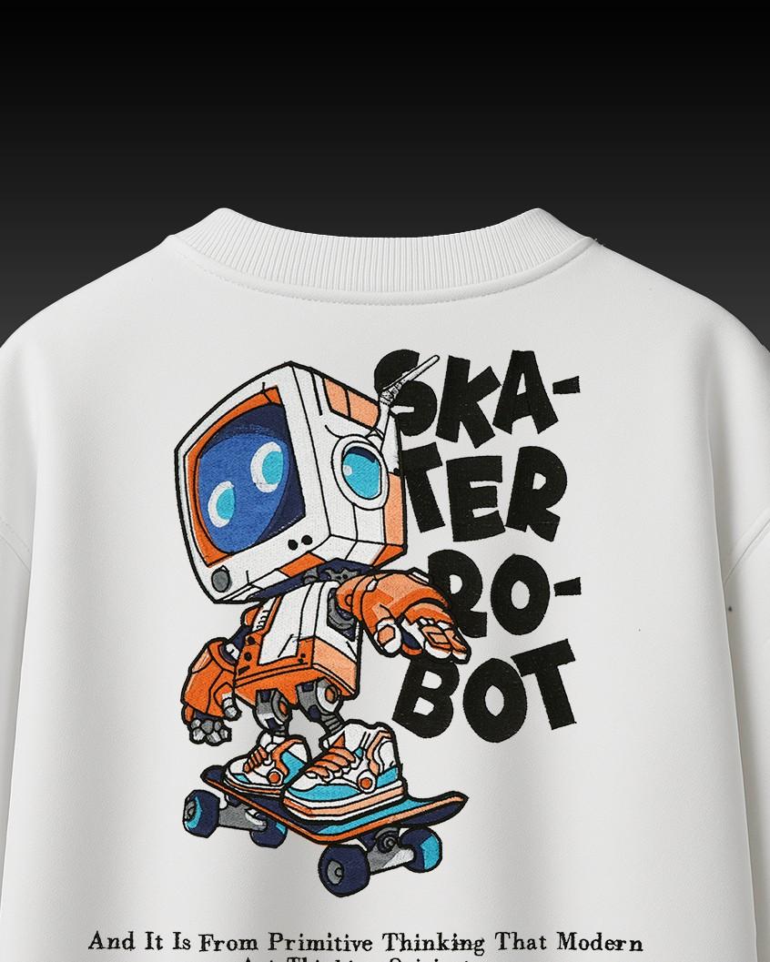 Skater-Bot Embroidery Over-Sized T Shirt