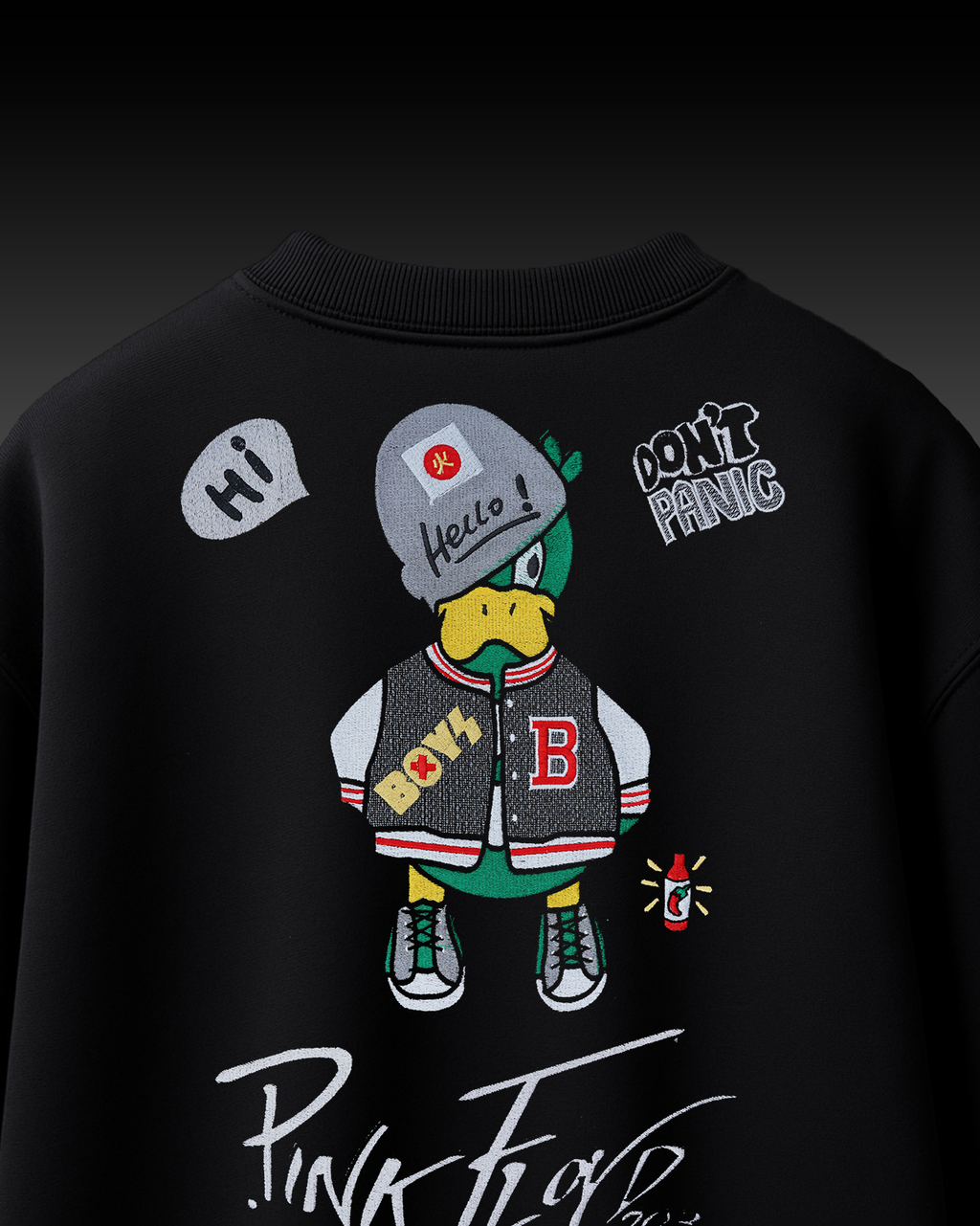 PINKFLY DUCK EMBROIDERY OVER-SIZED T SHIRT