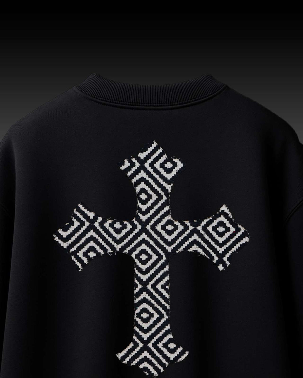 Cross Applique Embroidery Over-Sized T Shirt