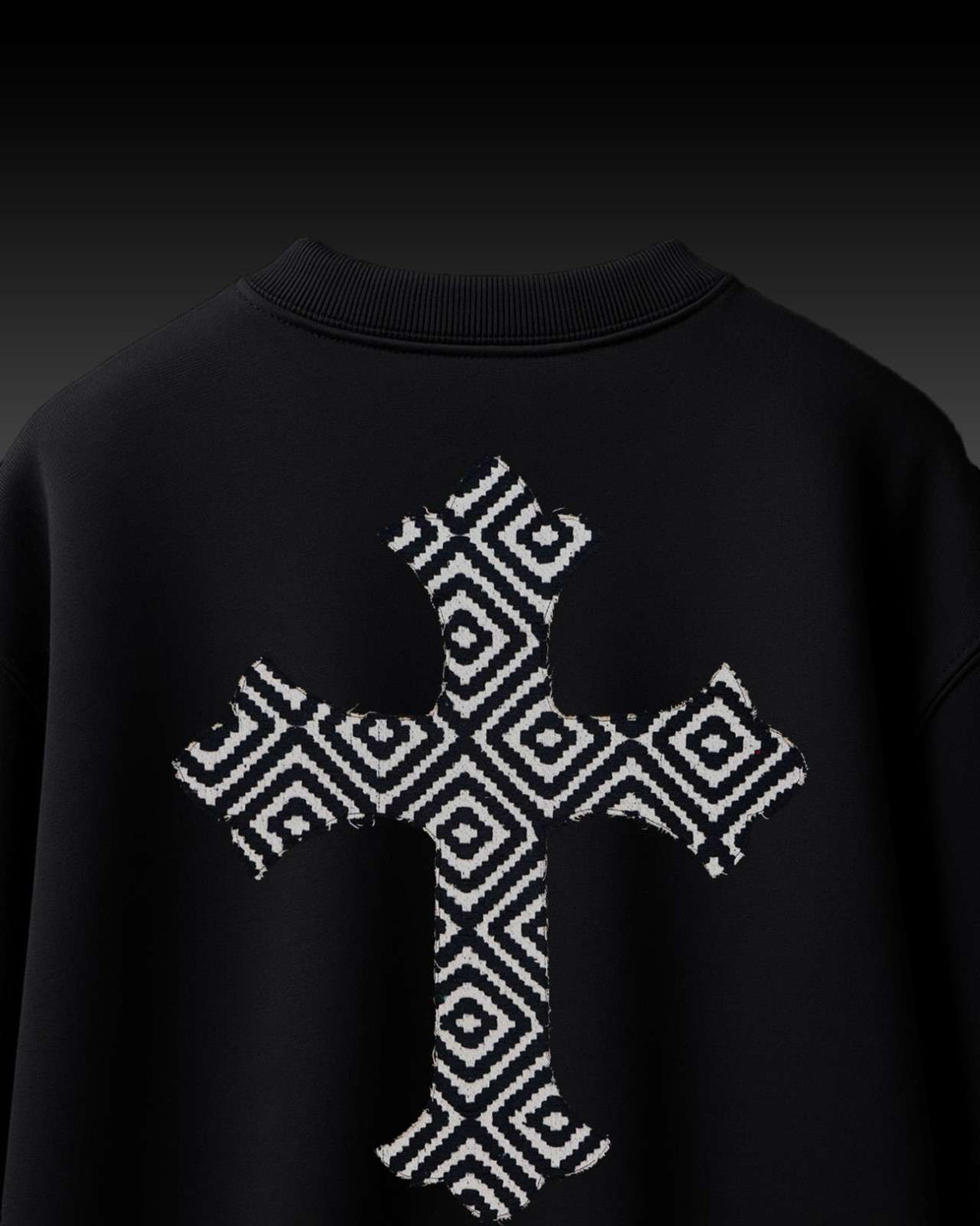 Cross Applique Embroidery Over-Sized T Shirt