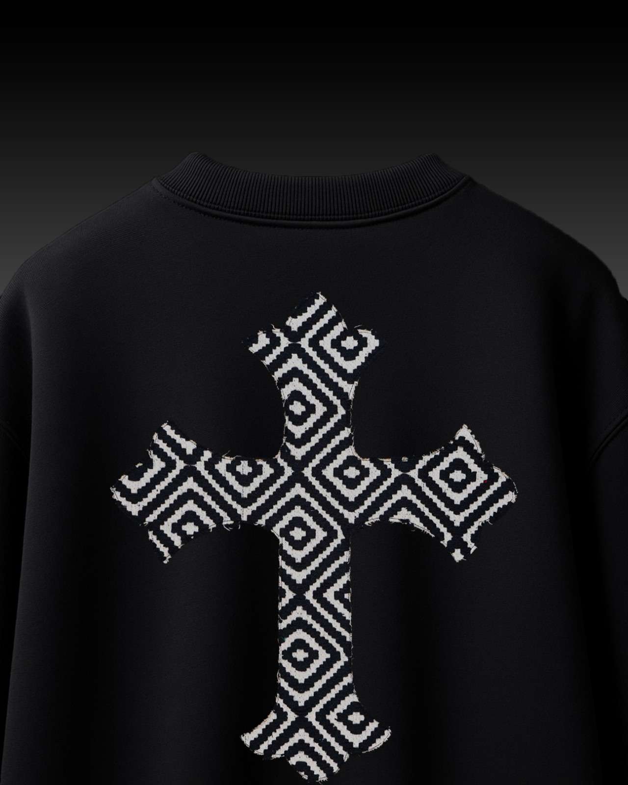 Cross Applique Embroidery Over-Sized T Shirt
