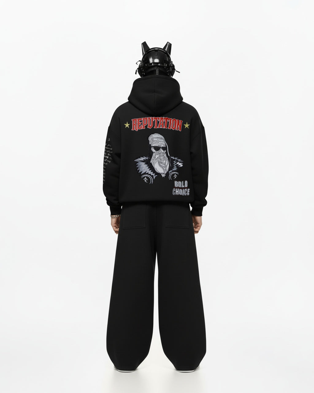 REPUTATION MAN EMBROIDERED APPLIQUE OVER-SIZED HOODIE