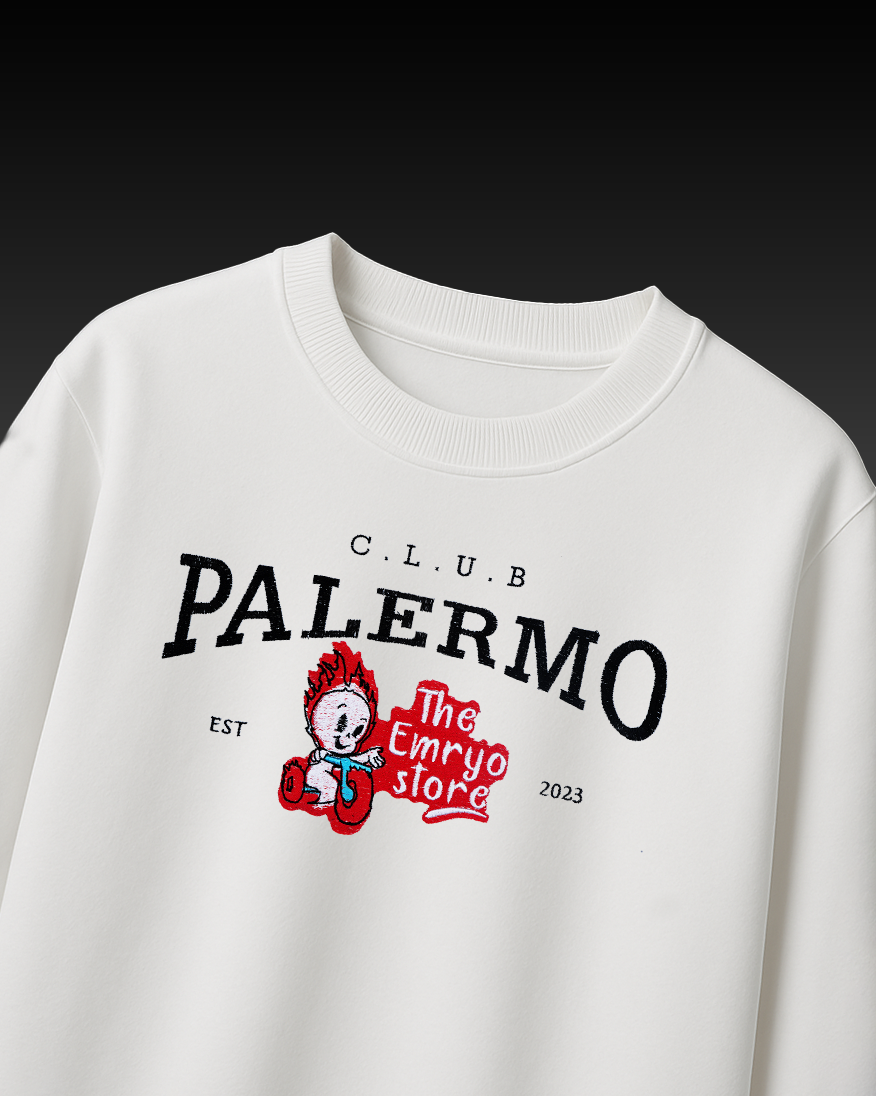 EMRYO CLUB EMBROIDERY OVER-SIZED T SHIRT