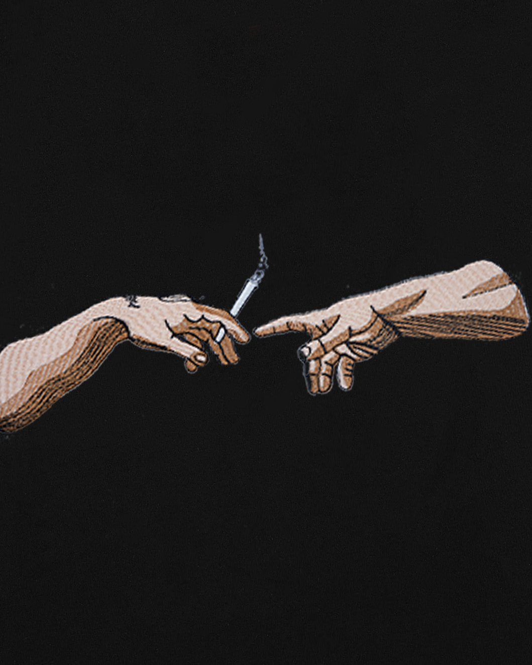CIGAR HANDS EMBROIDERY OVER-SIZED T SHIRT