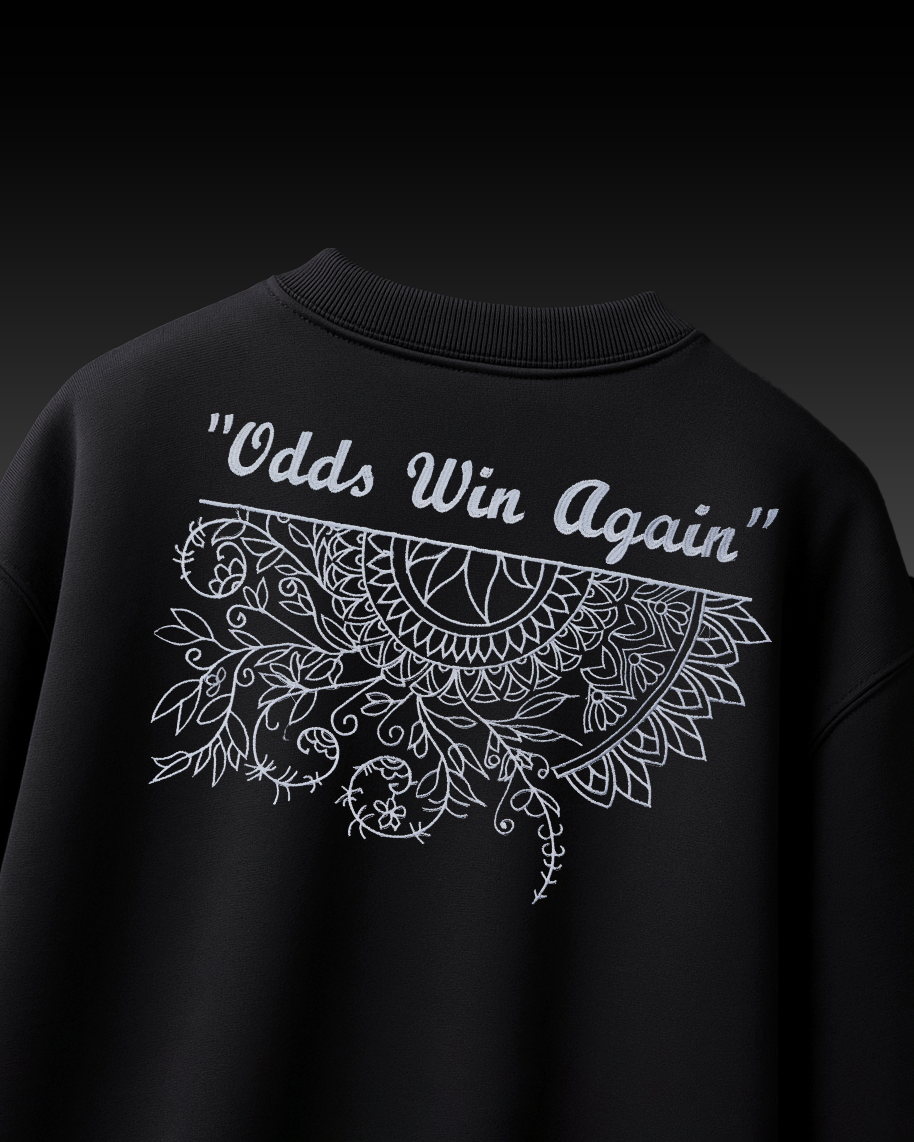 ODDS WIN AGAIN EMBROIDERY OVER-SIZED T SHIRT