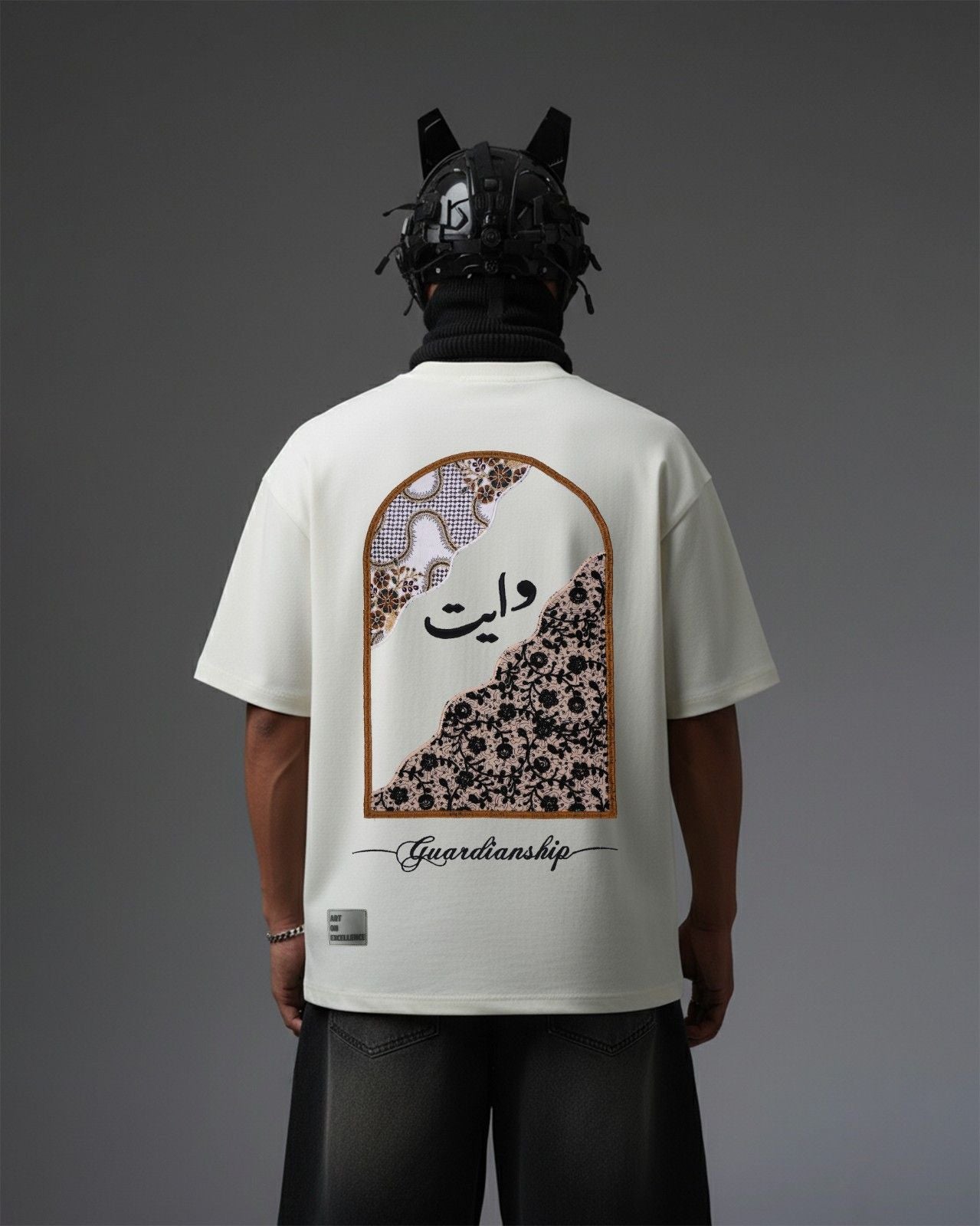 Arabic Arch Applique Embroidery Over-Sized T Shirt