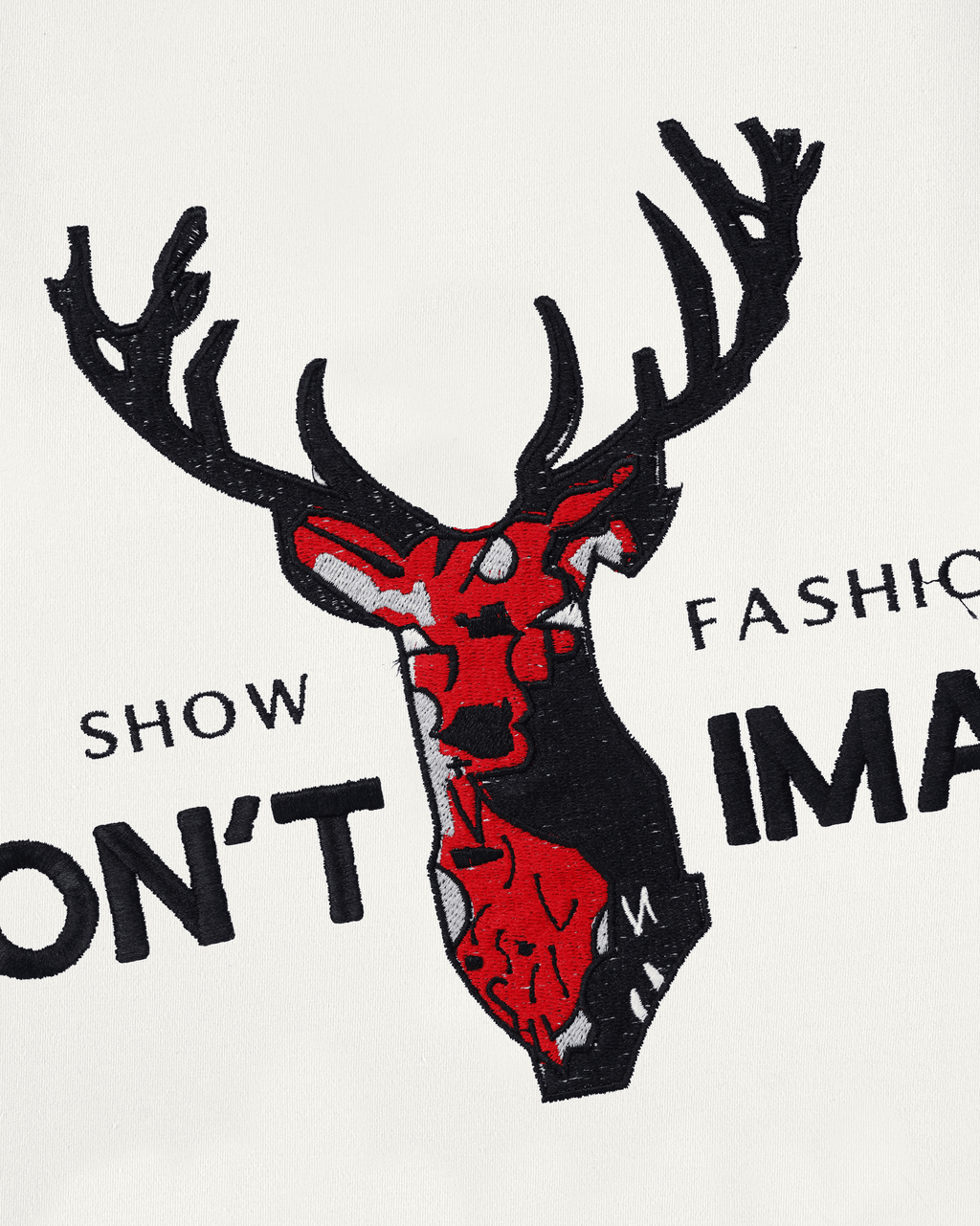 DONT IMAGINE DEER EMBROIDERY OVER-SIZED T SHIRT