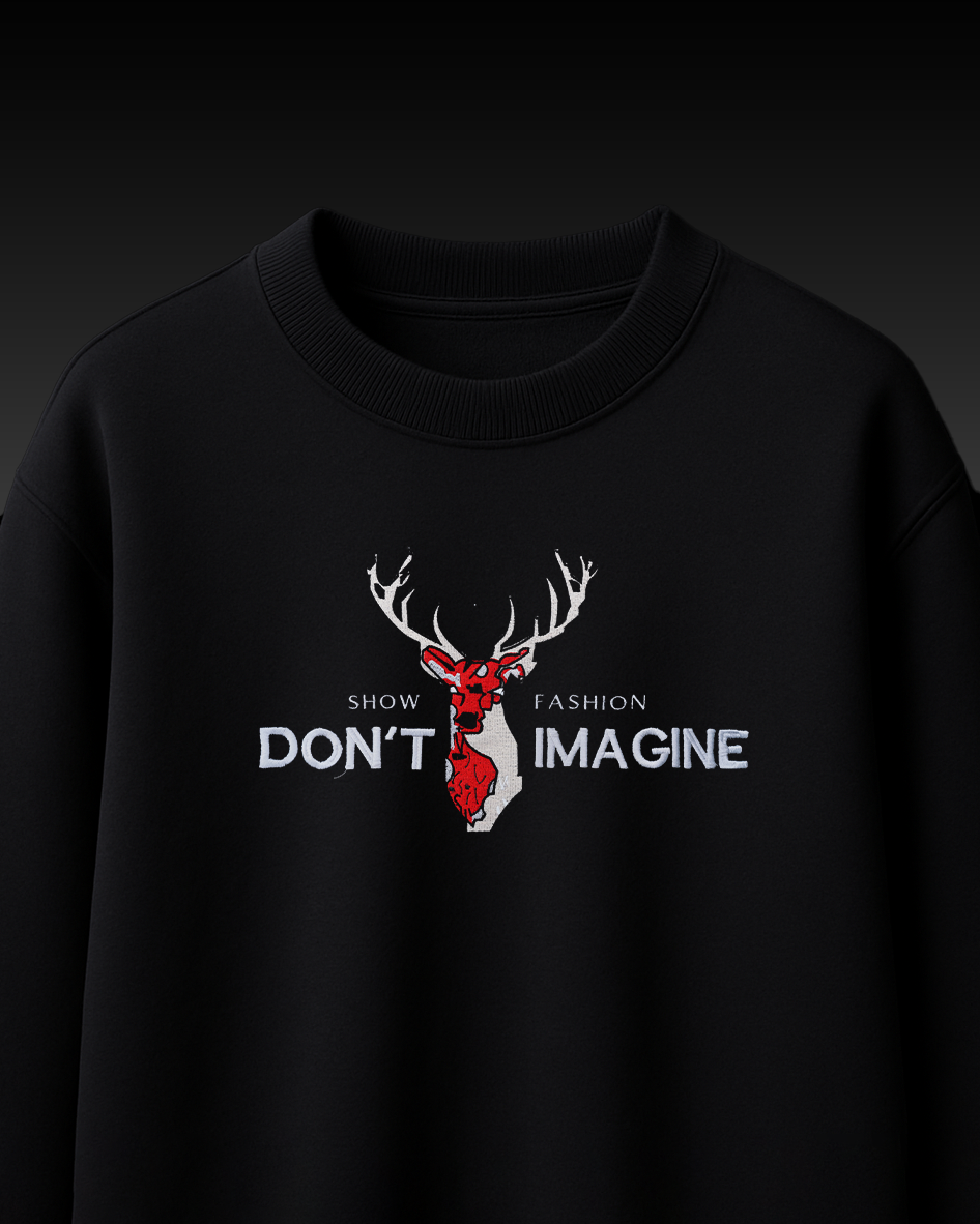 DONT IMAGINE DEER EMBROIDERY OVER-SIZED T SHIRT