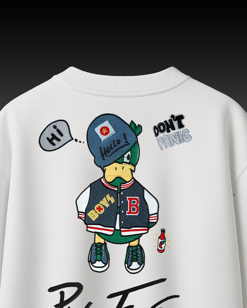 PINKFLY DUCK EMBROIDERY OVER-SIZED T SHIRT