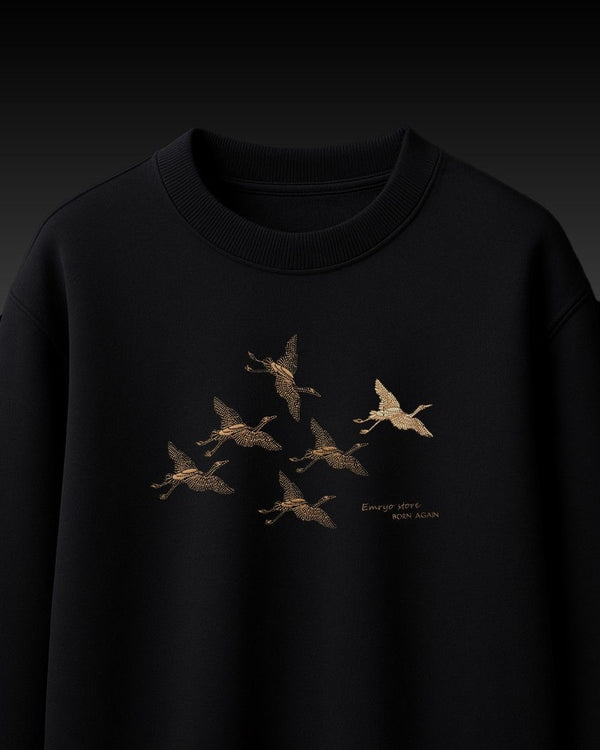 Flying Bird Embroidery Over-Sized T Shirt