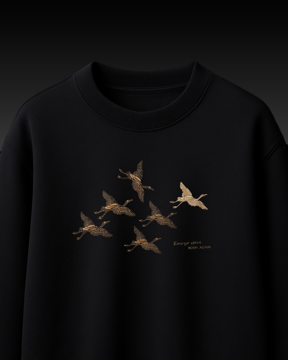 FLYING BIRD EMBROIDERY OVER-SIZED T SHIRT