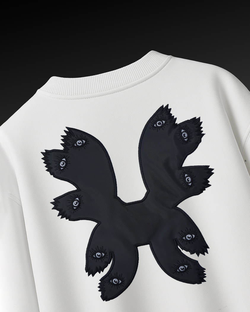 EYE APPLIQUE WITH EMBROIDERY OVER-SIZED T SHIRT