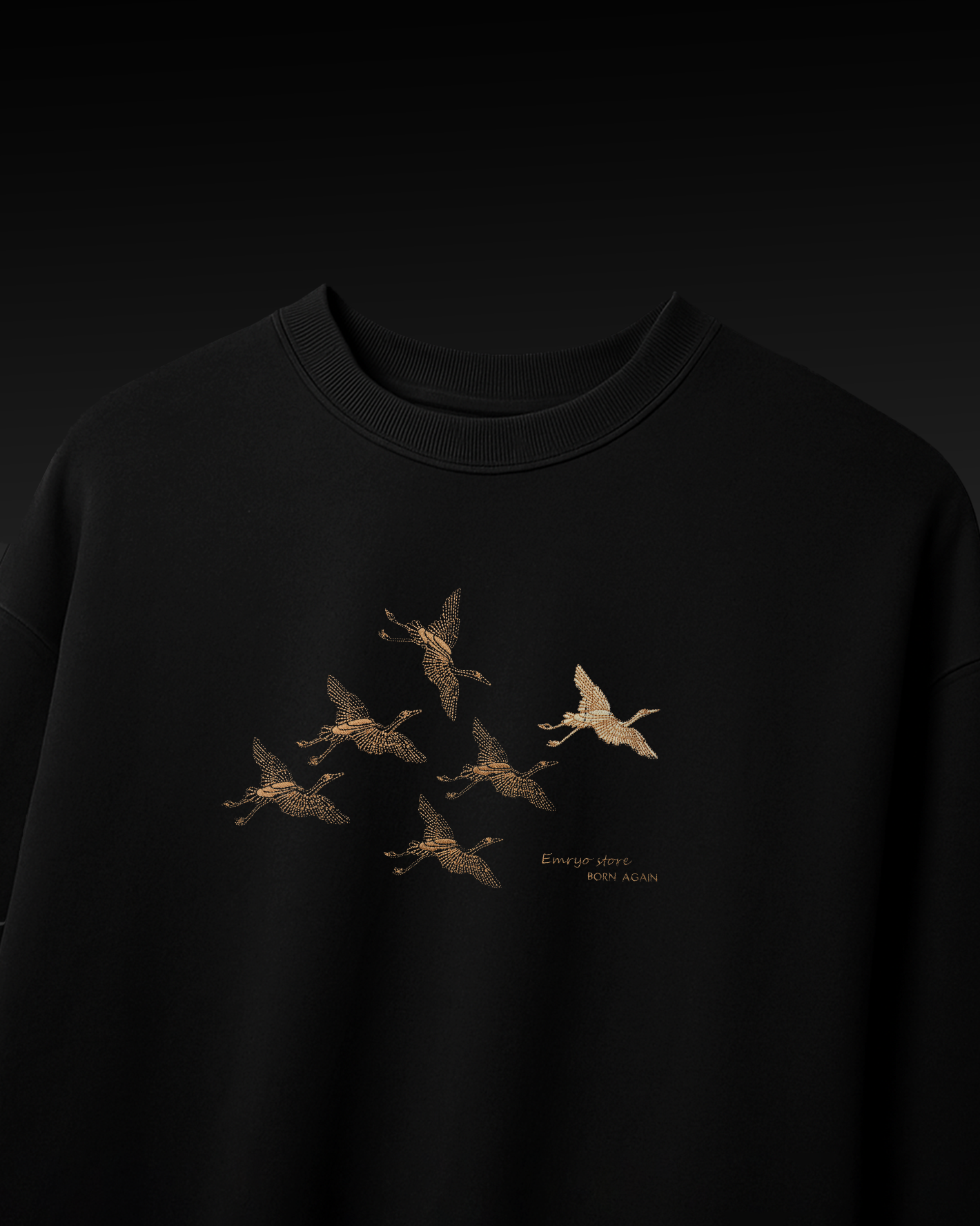 FLYING BIRD EMBROIDERY OVER-SIZED T SHIRT