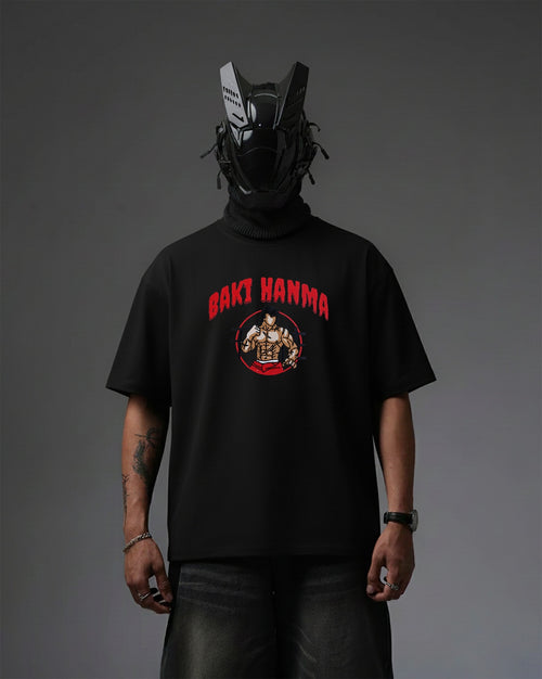 BAKI HANMA EMBROIDERY OVER-SIZED T SHIRT