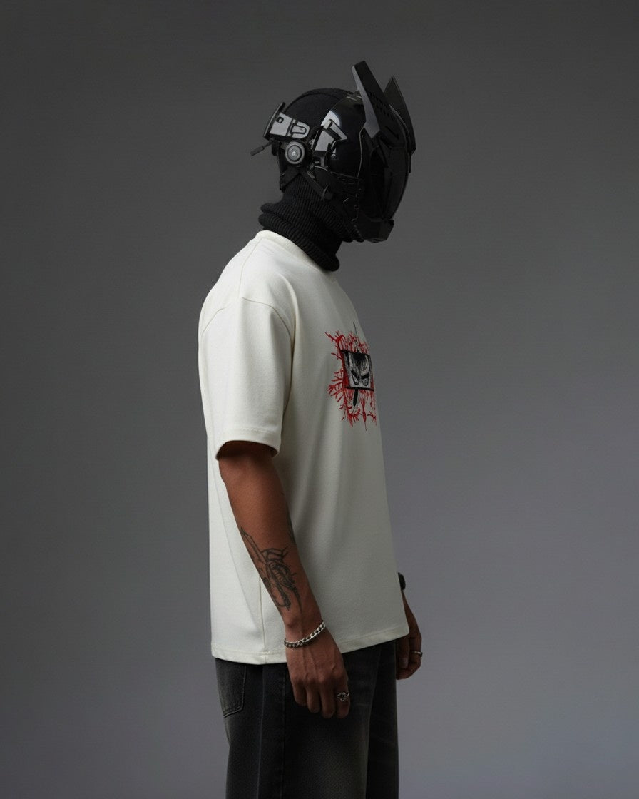 Berserk Red Veins Embroidery Over-Sized T Shirt