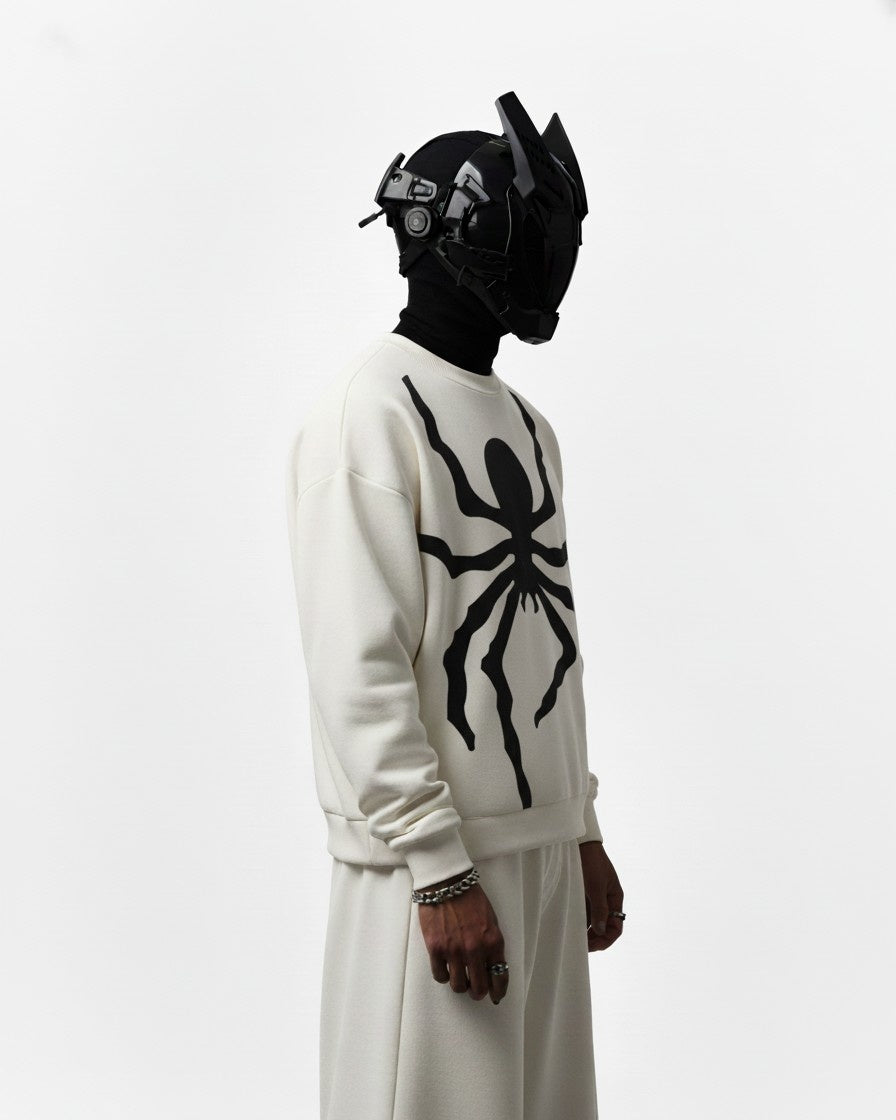 SPIDER APPLIQUE EMBROIDERY SWEATSHIRT