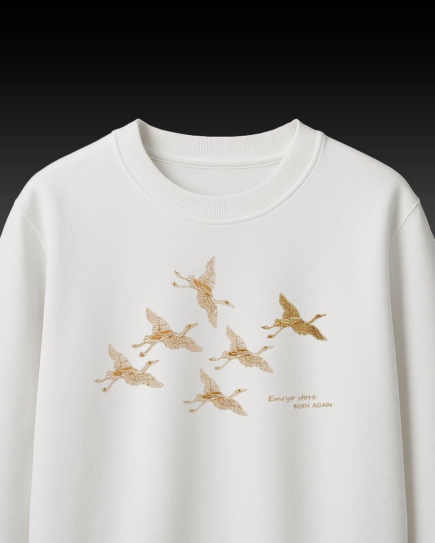 Flying Bird Embroidery Over-Sized T Shirt