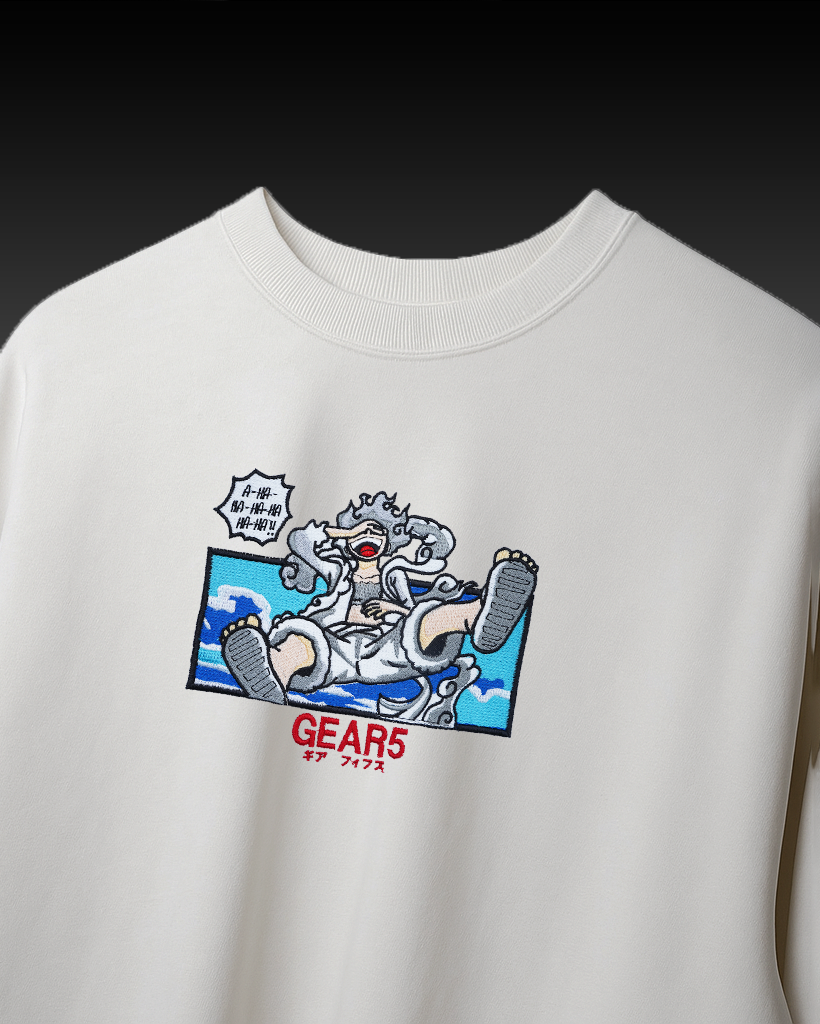 LUFFY GEAR-5 EMBROIDERY OVER-SIZED T SHIRT