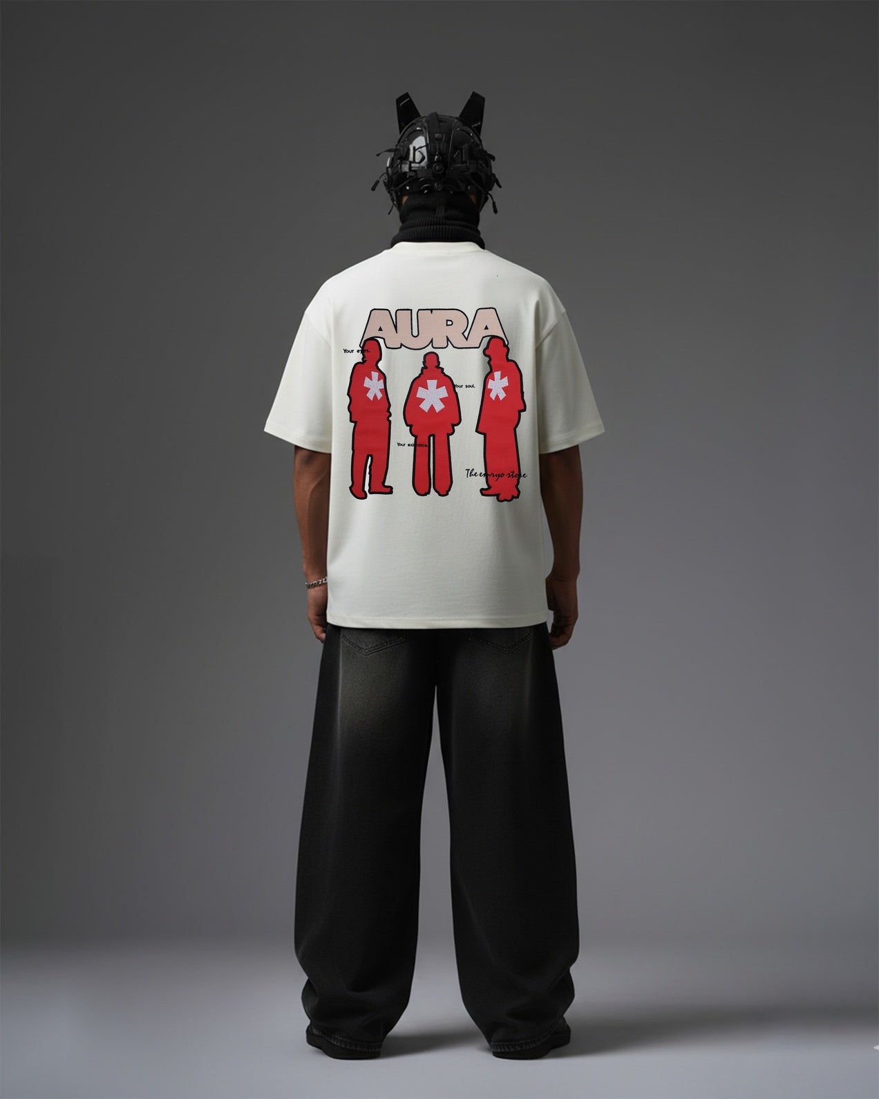 AURA APPLIQUE WITH EMBROIDERY OVER-SIZED T SHIRT