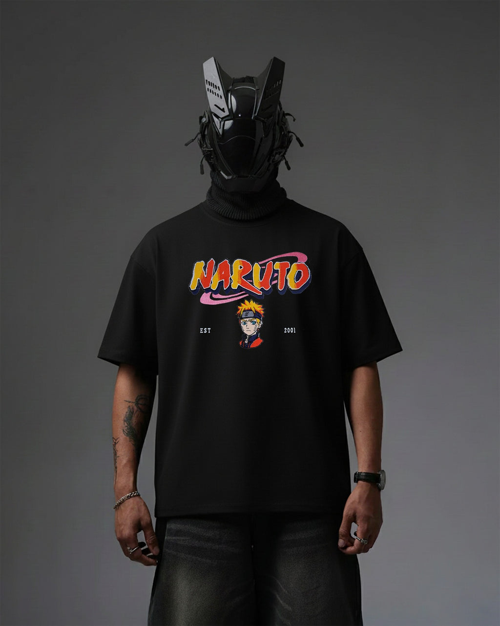 NARUTO EMBROIDERY OVER-SIZED T SHIRT