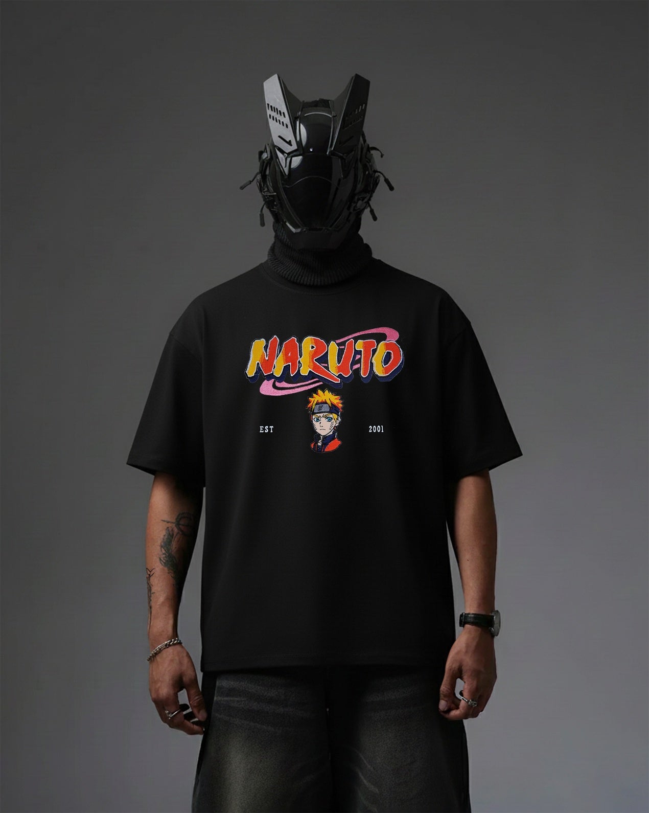 NARUTO EMBROIDERY OVER-SIZED T SHIRT