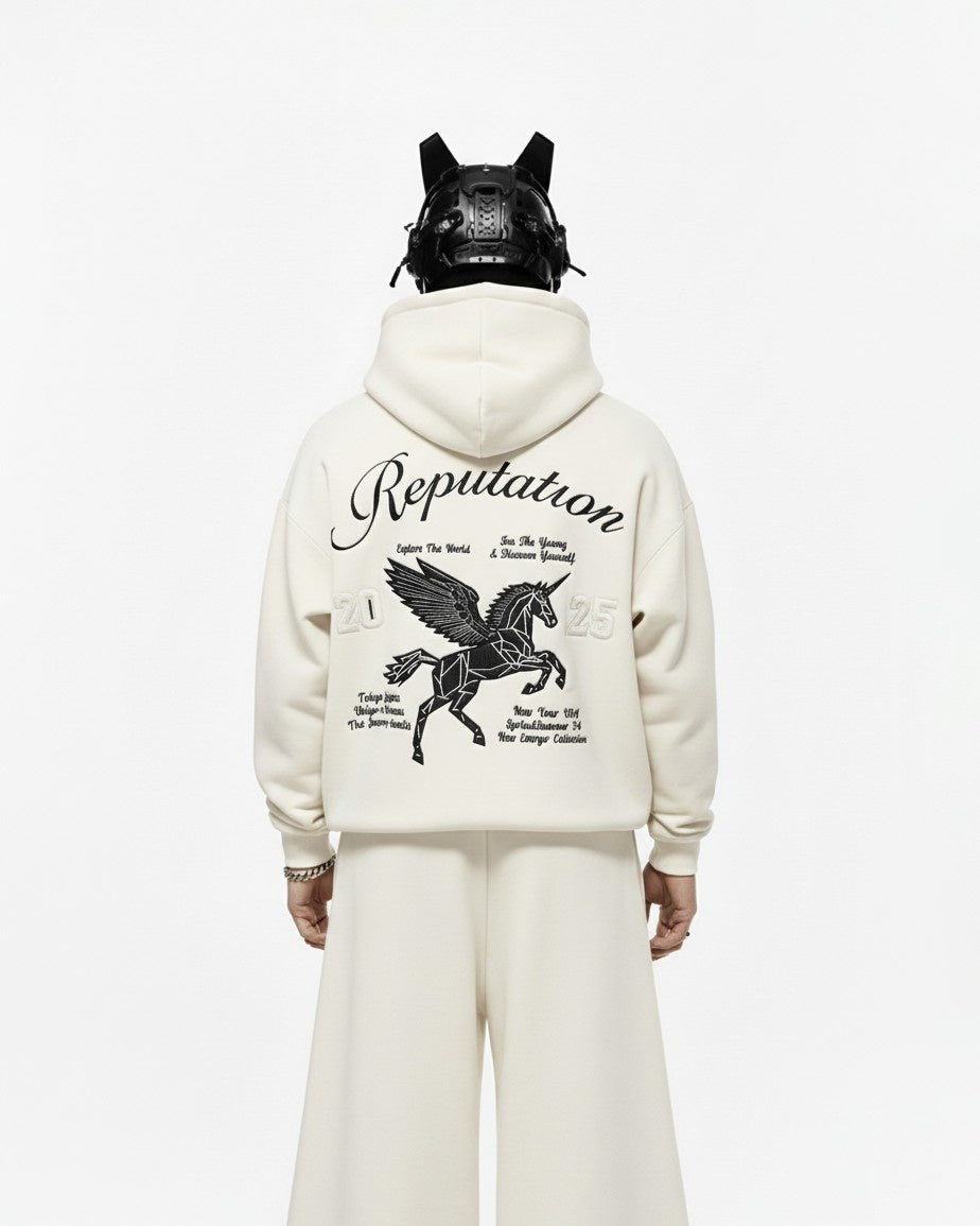 Unicorn Applique Embroidery Oversized Hoodie