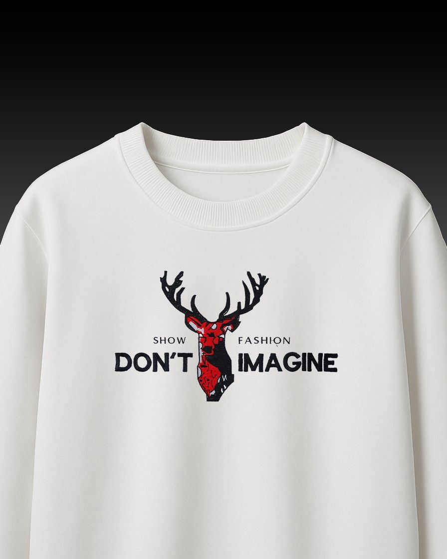 Dont Imagine Deer Embroidery Over-Sized T Shirt