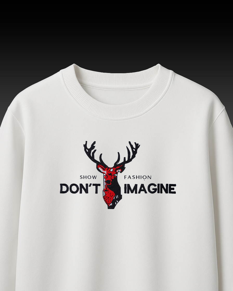 DONT IMAGINE DEER EMBROIDERY OVER-SIZED T SHIRT