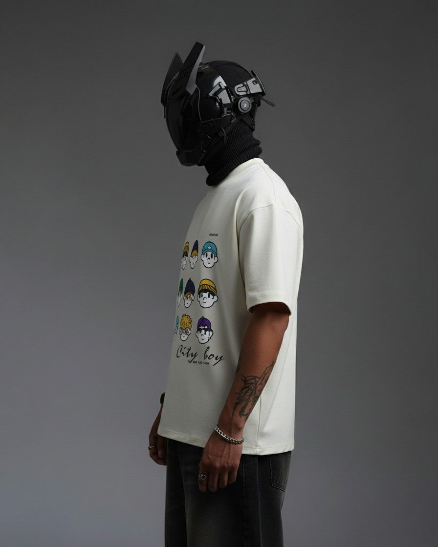 CITY BOY'S EMBROIDERY OVER-SIZED T SHIRT