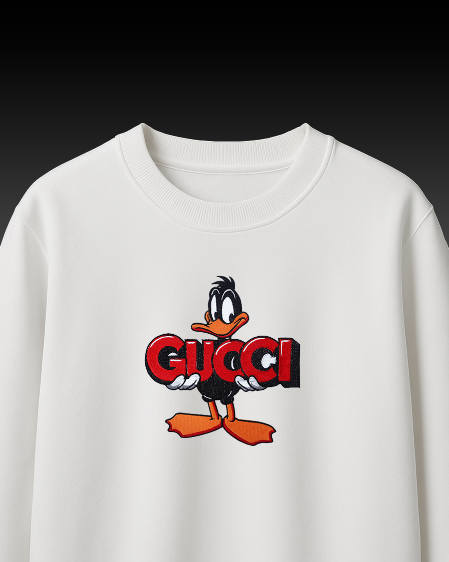 GUCI DUCK EMBROIDERY OVER-SIZED T SHIRT